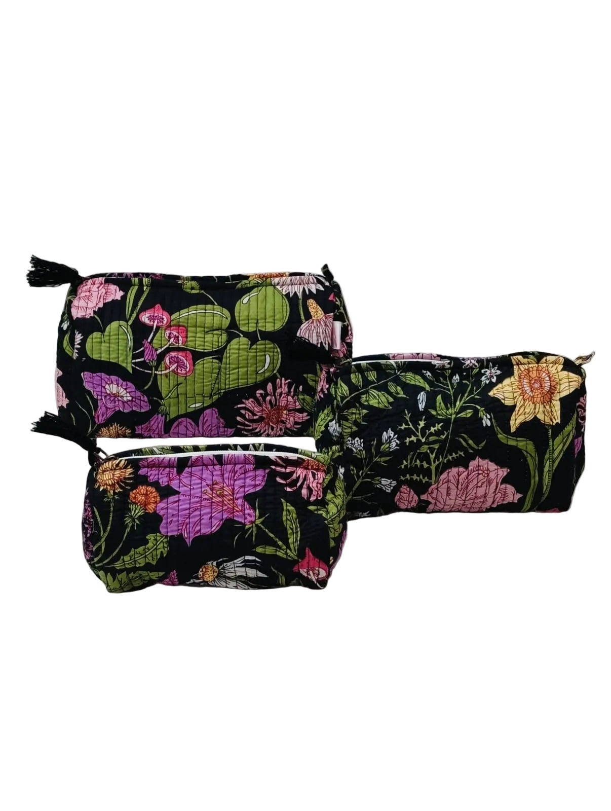 Set of 3 cosmetic bag/pouches with waterproof lining