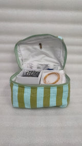 Handcrafted Quilted Makeup Organizer Bag | Cosmetic & Travel Vanity Case - 9x6.5x6.2 inches