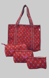 Cotton Tote Bag with Zip & Pouch Combo