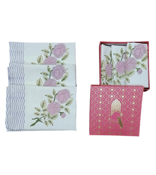 Gift Box with 6 hand block printed cotton table napkins