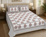 Gift Box with Handblock Print Super King Bedsheet in Extra Soft Percale Cotton with 2 Pillow covers