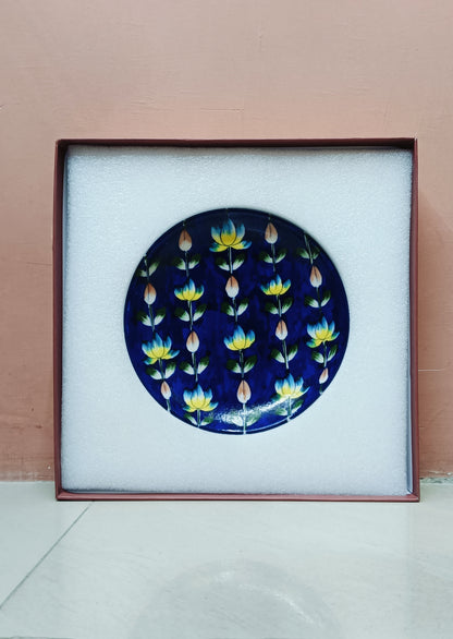 Gift Box with Handmade Jaipur Blue Pottery Plate - 8 inch diameter