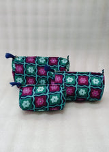 Set of 3 cosmetic bag/pouches with waterproof lining