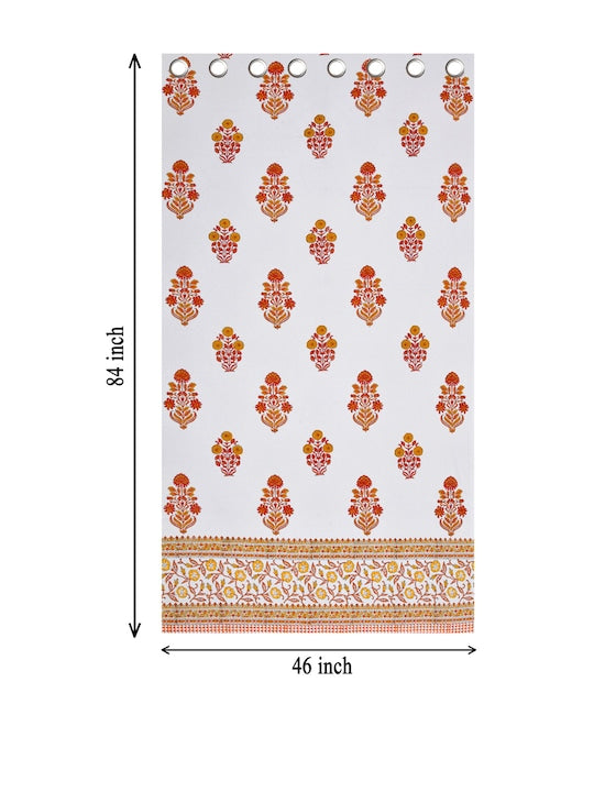 Cotton Handblock Printed Cotton Door/Window Curtain - 1piece - 7ft