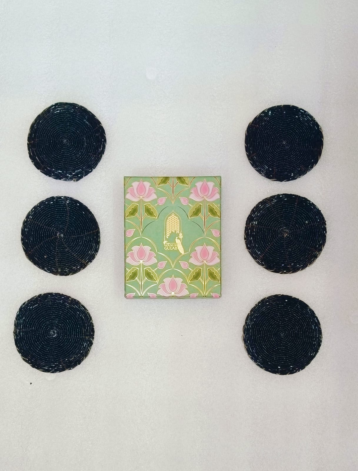 Diwali Gift Box – Set of 6 Handcrafted Beaded Coasters