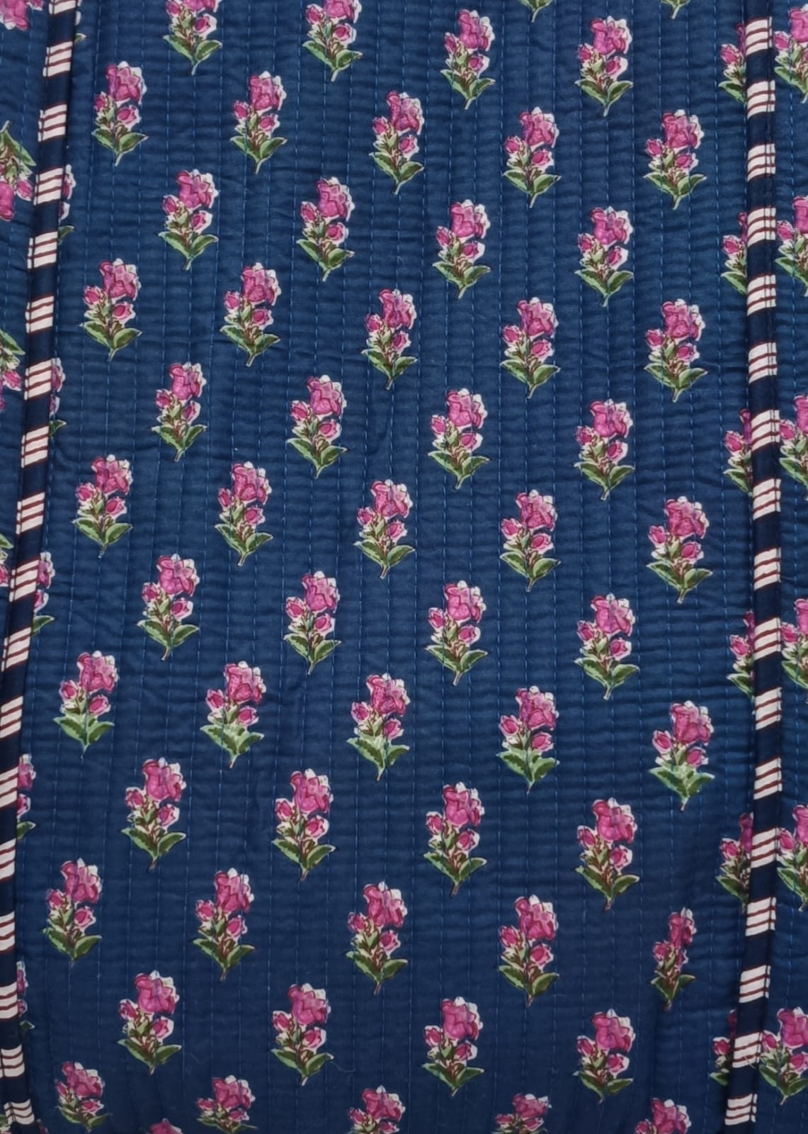 Handblock Printed Quilted Tote Bag without zip/button 17x18x 6 inches