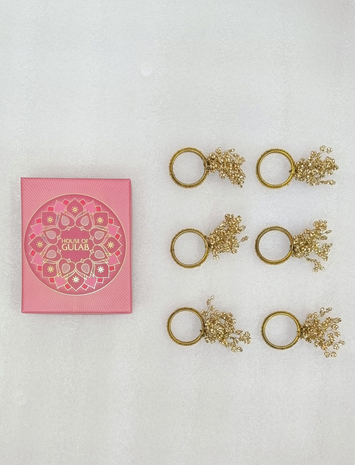 Handcrafted Fancy Beaded Napkin Ring Set of 6 – Perfect for Dining & Parties
