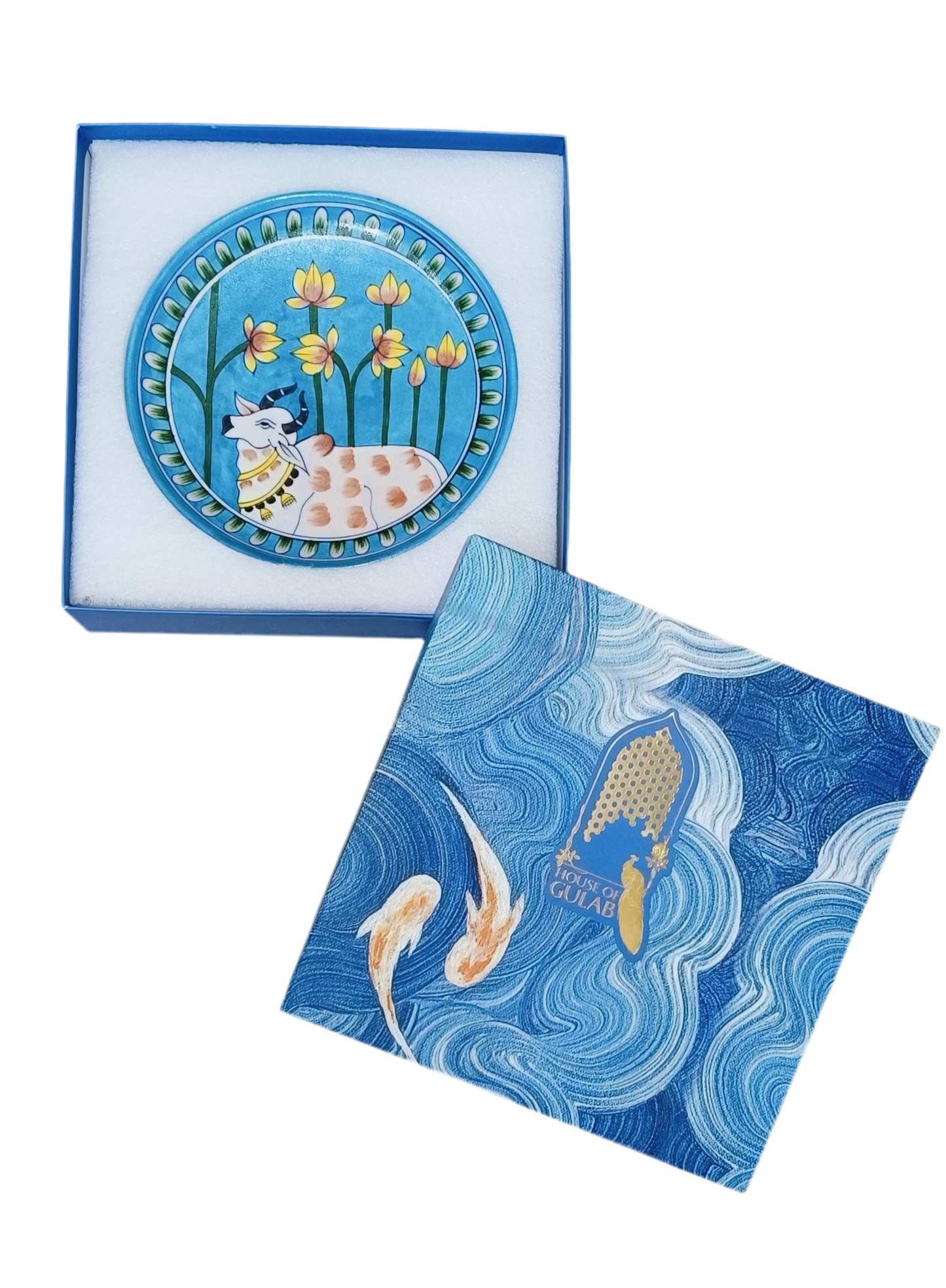 Gift Box with Handmade Jaipur Blue Pottery Plate - 10 inch diameter