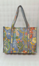 Handblock Printed Quilted Tote Bag without zip/button 17x18x 6 inches