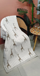 Handblock printed kantha throw