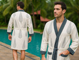 Waffle Cotton Handblock Printed Unisex Bathrobe - Free Size