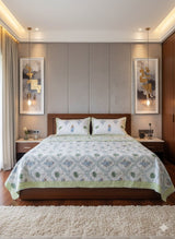 Floral Printed Bedding Set - 1 King Bedsheet, 1 Jaipuri Razai/Quilt, 2 Pillow Covers