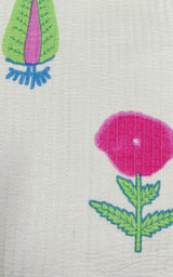 Handblock Printed Quilted Tote Bag with concealed zip ( 17x18x 6 inches)