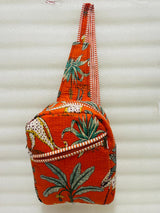 Handcrafted Quilted Cotton One Strap Backpack - 12x9.5x4.5 Inches