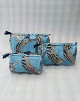 Set of 3 cosmetic bag/pouches with waterproof lining