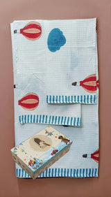 Kids Gift Set - Handblock Printed Towels - 1 Bath + 2 Hand Towels