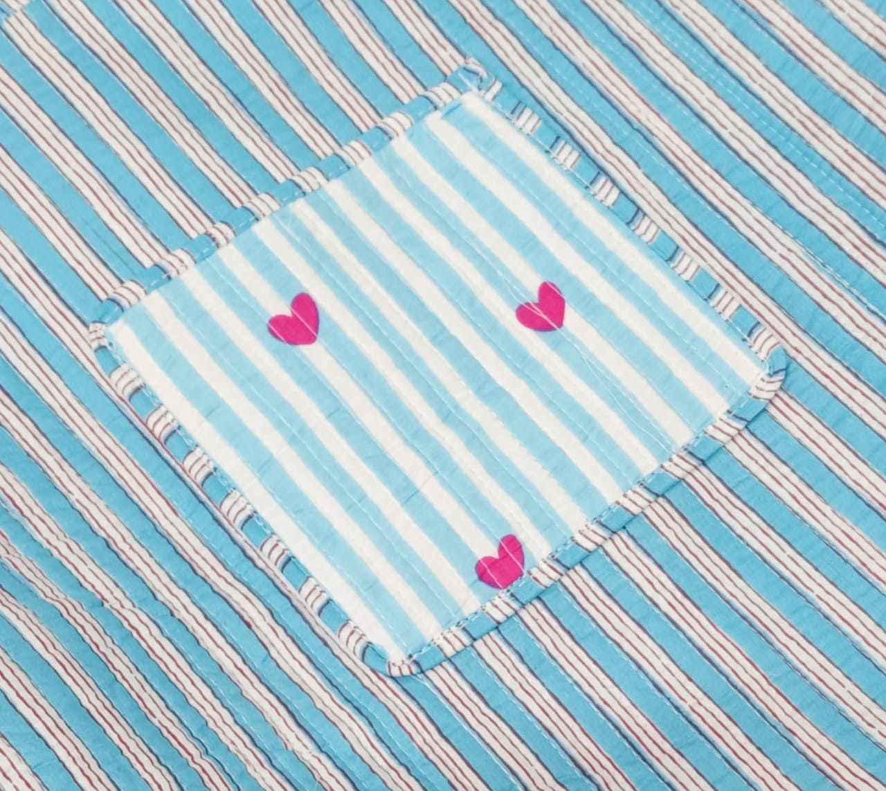 Handblock Printed Quilted Tote Bag without zip/button 17x18x 6 inches