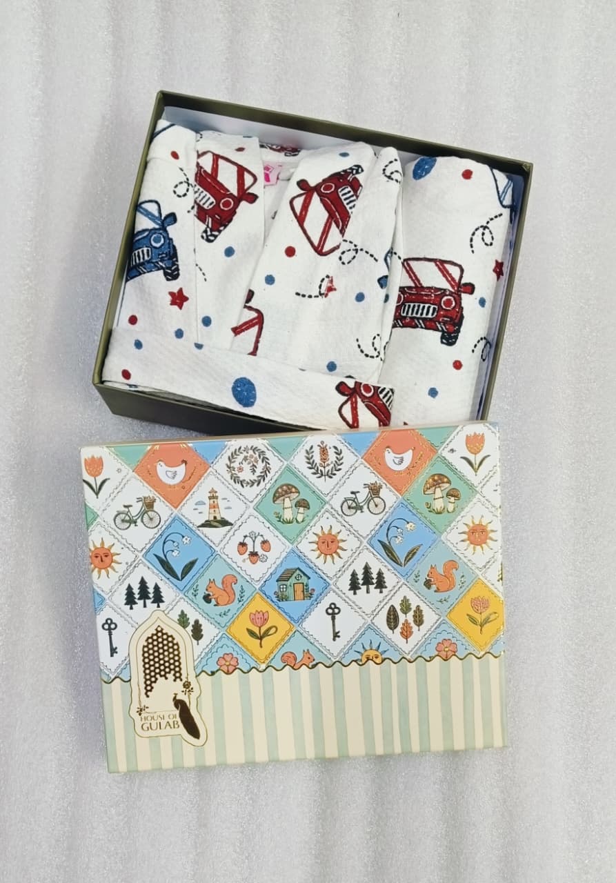 Kids Bathrobe and Bath-towel Gift Set with Box | 4-13 years