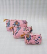 Set of 3 cosmetic bag/pouches with waterproof lining