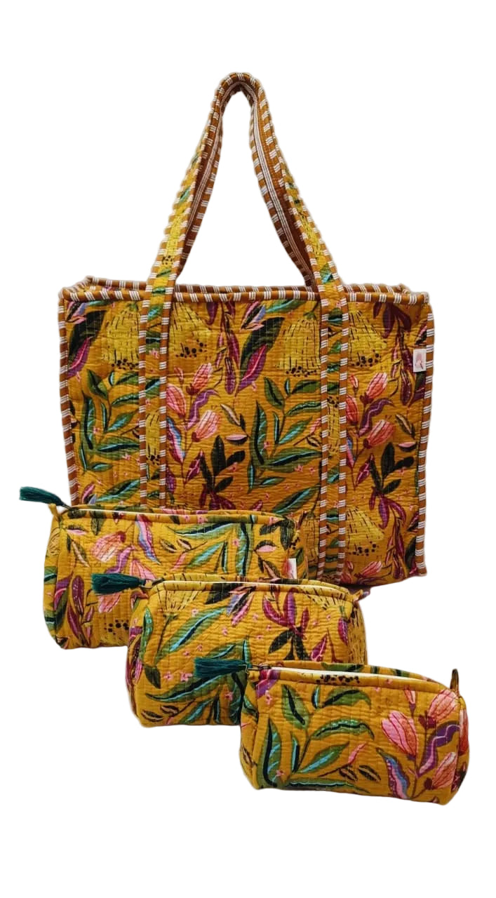 Cotton Tote Bag with Zip & Pouch Combo