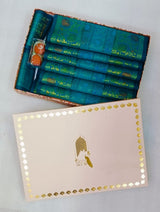 Diwali Gift Box with Banarasi Zari Table Runner, Set Of 6 Mats, 6 coaster & 2 laddoo candles