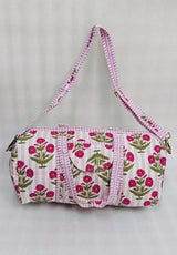 Block Printed Quilted Duffle Bag with Concealed Zip
