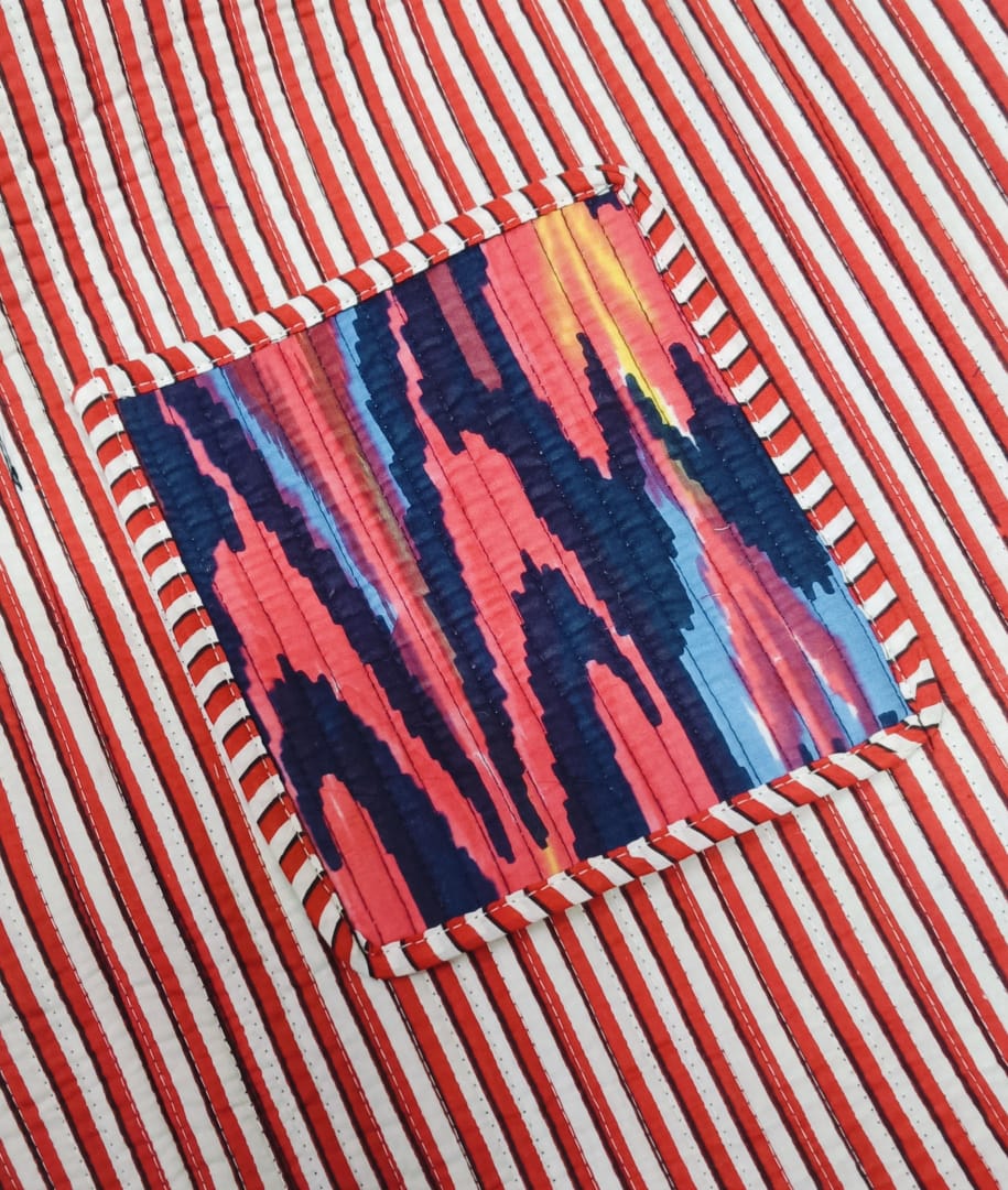 Handblock Printed Quilted Tote Bag without zip/button 17x18x 6 inches