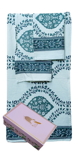 Gift Set - Handblock Printed Towels - 1 Bath + 2 Hand Towels