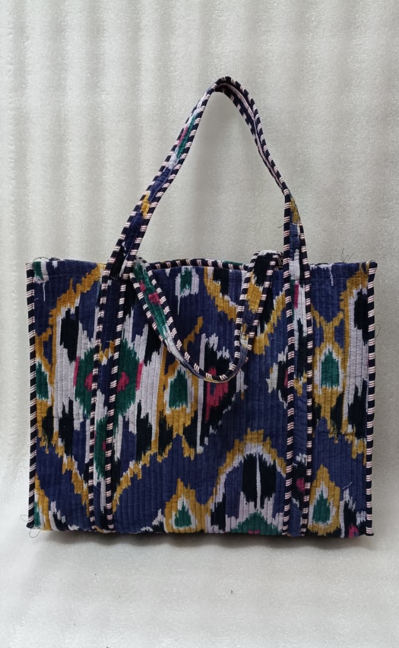 Velvet Tote Bag without Zip with Long Handle 17x18x 6 Inches