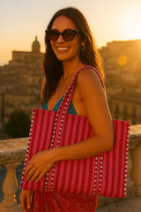 Handblock Printed Quilted Tote Bag without zip/button 17x18x 6 inches