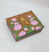 Diwali Gift Box with Handblock Printed Canvas Cotton Table Runner & Set Of 6 Mats, 2 laddoo candles