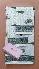 Gift Set - Handblock Printed Towels - 1 Bath + 2 Hand Towels