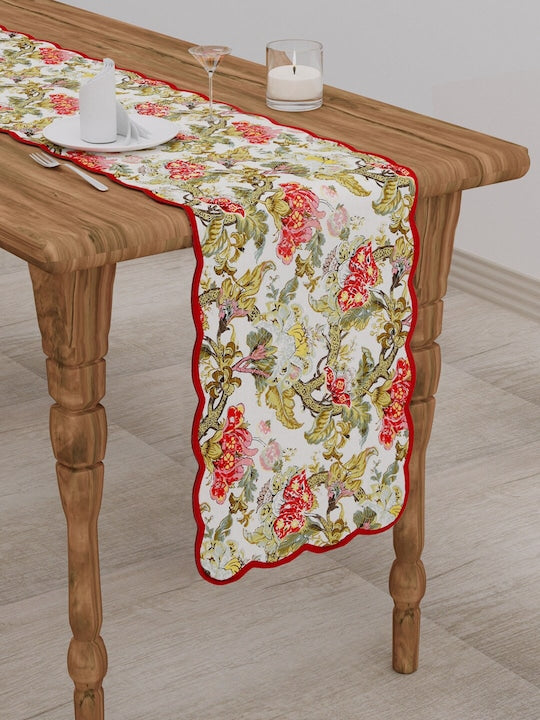 Reversible quilted table runner with scallop detail - 12X70 inches