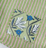 Handblock Printed Cotton Tote Bag with Unique Moon-Shaped Handle- 14x14x6 inches