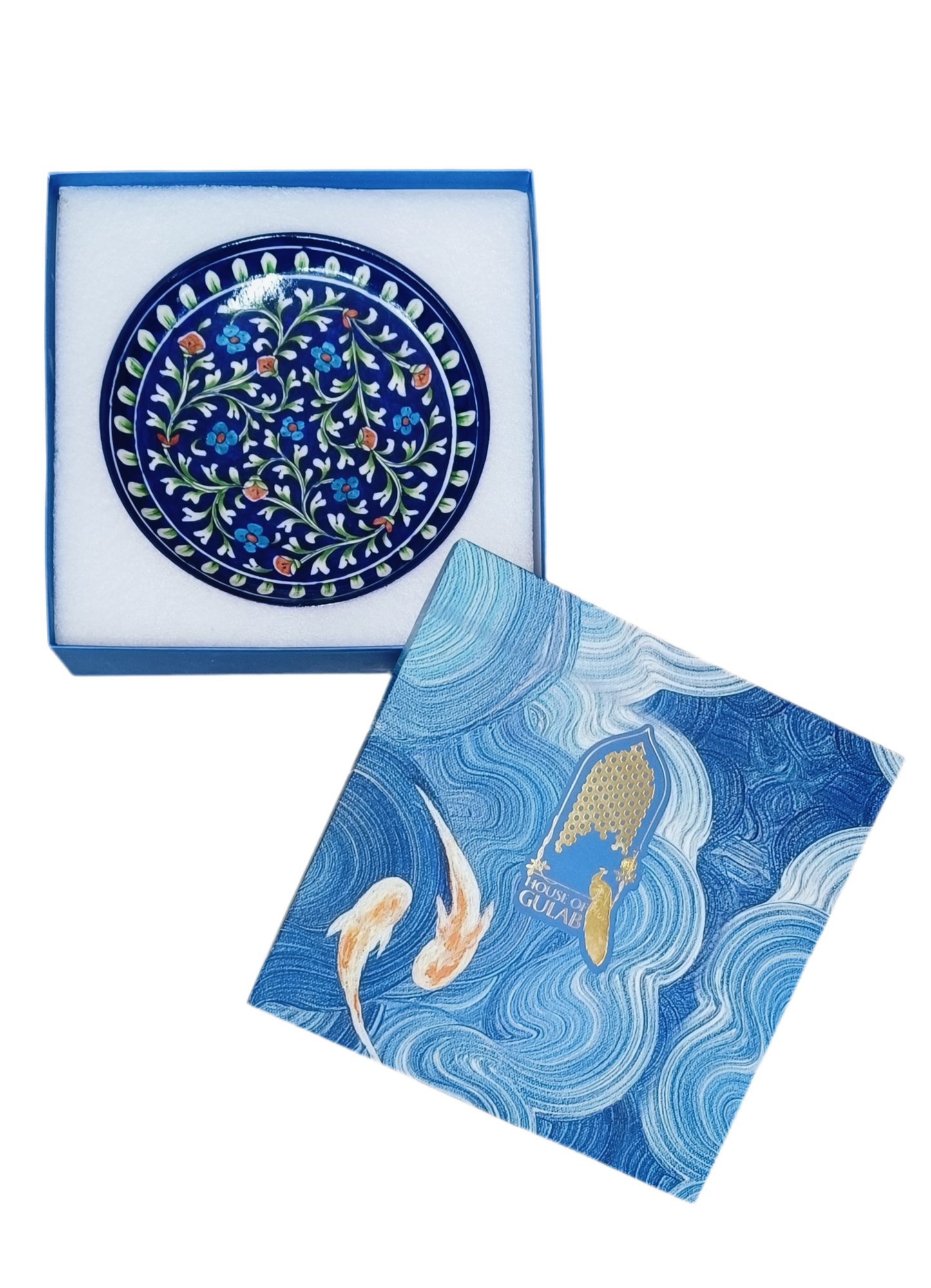 Gift Box with Handmade Jaipur Blue Pottery Plate - 10 inch diameter