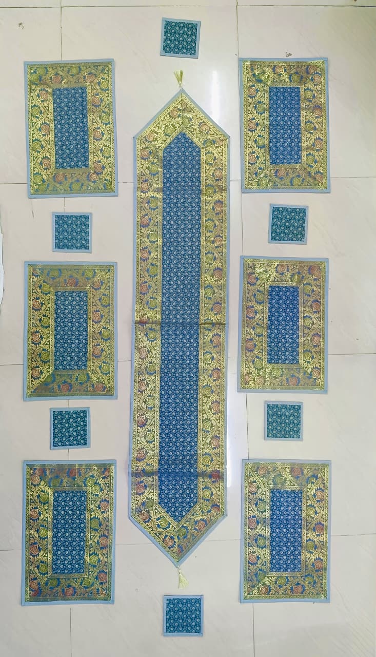 Banarasi Table Set with 1 Runner, 6 mats and 6 coasters