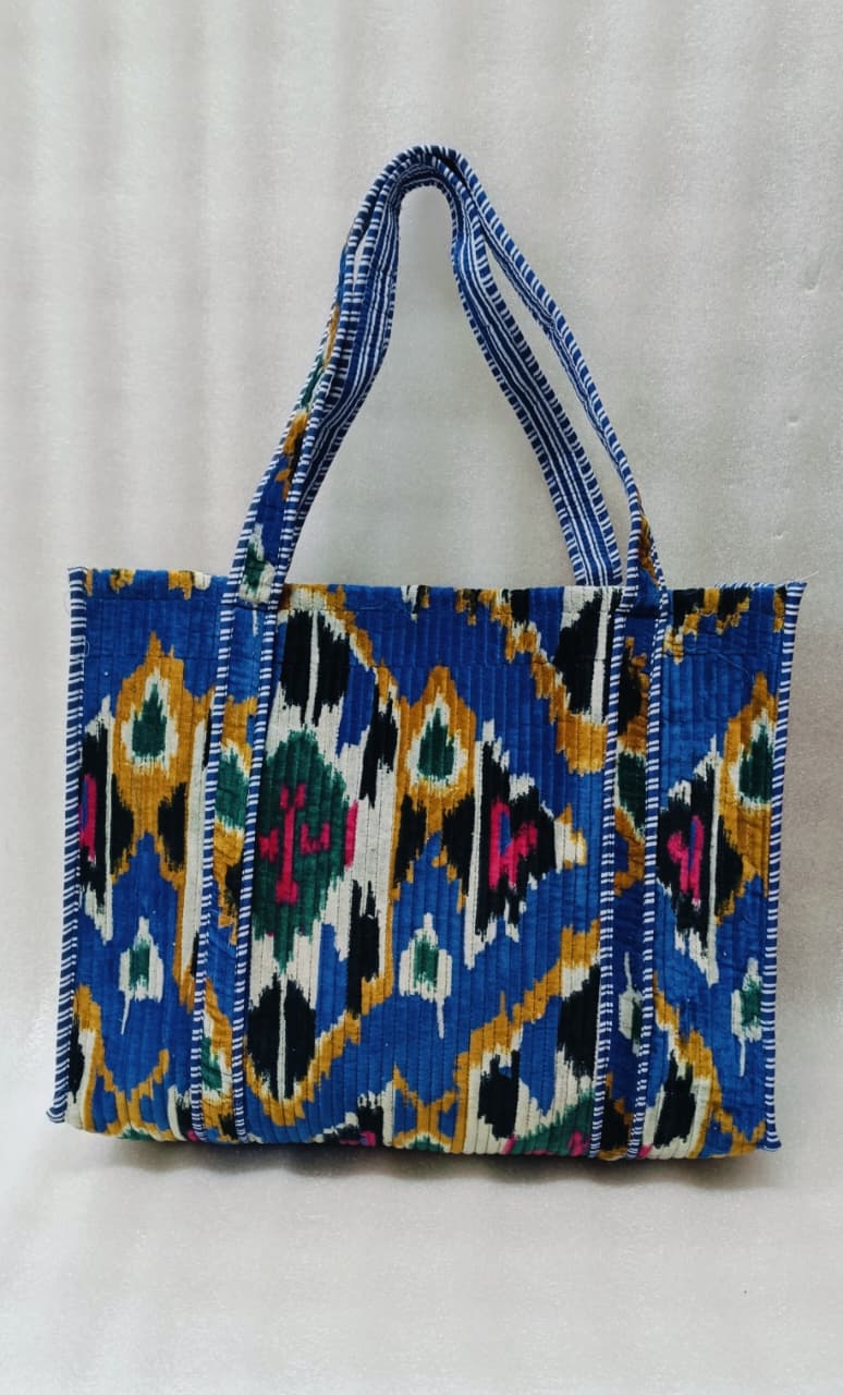Velvet Tote Bag without Zip with Long Handle 17x18x 6 Inches