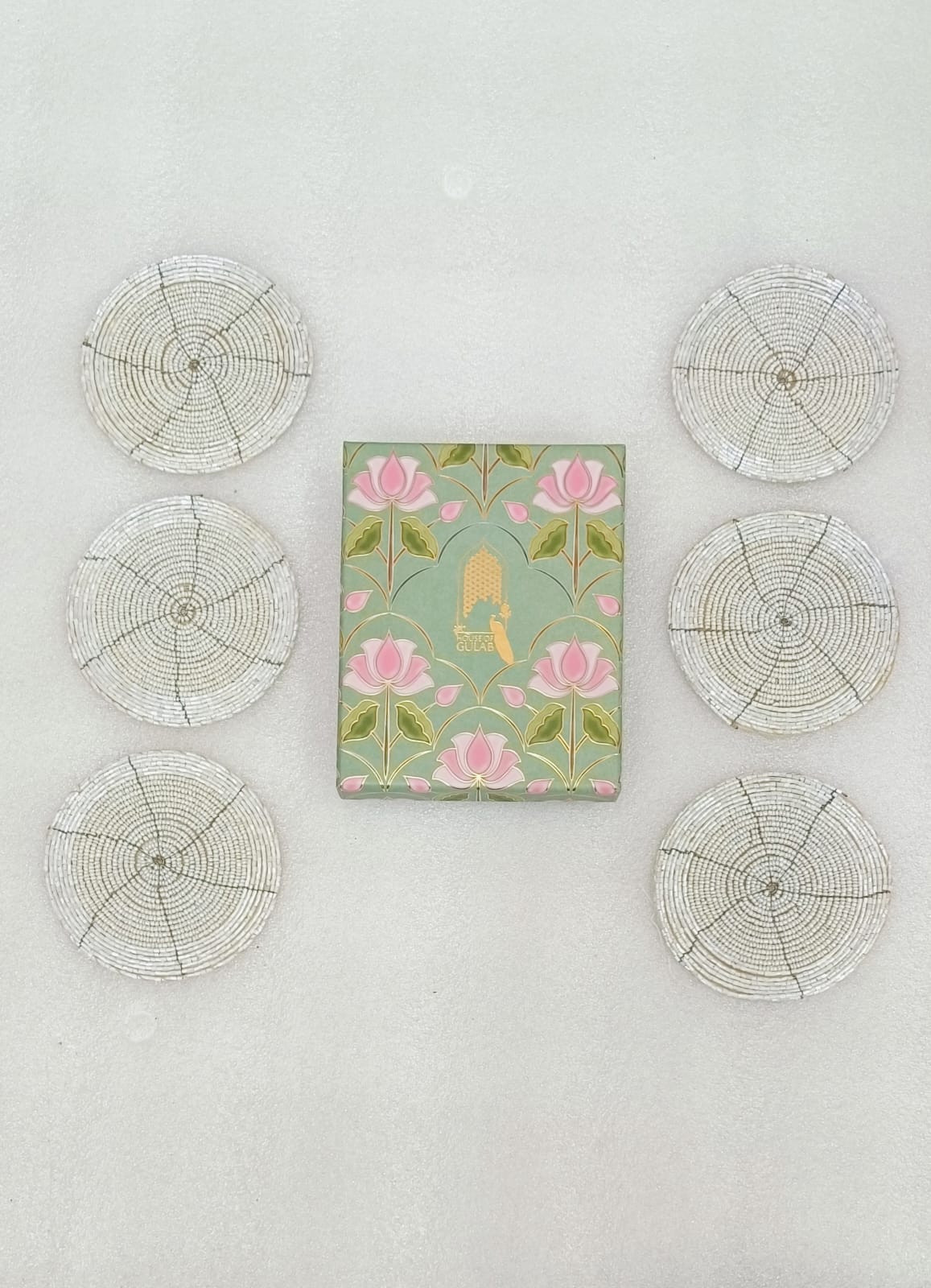 Diwali Gift Box – Set of 6 Handcrafted Beaded Coasters
