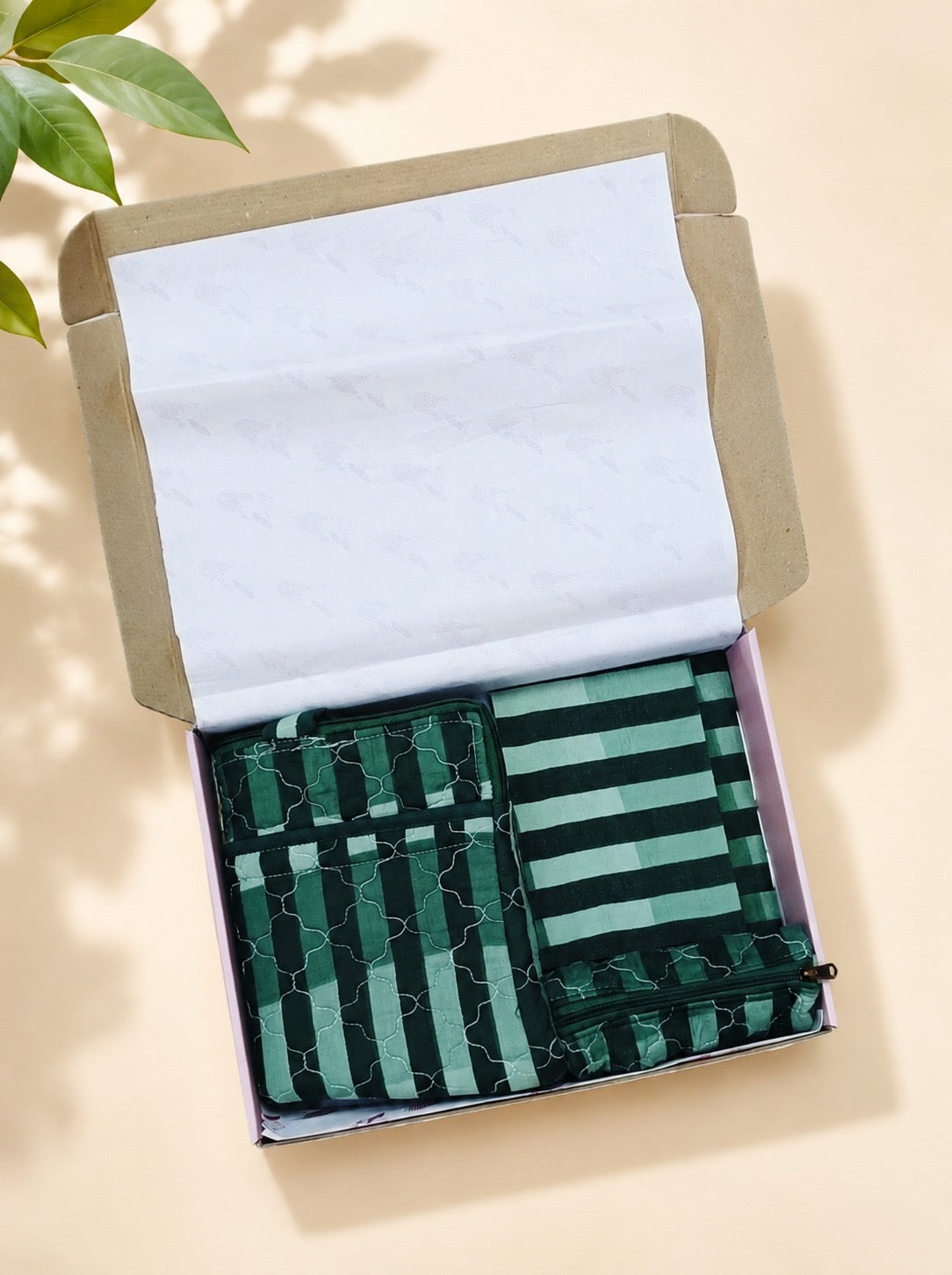 Quilted Cotton Work Gift Set – Laptop Bag, Diary, Notepad & Pencil Pouch
