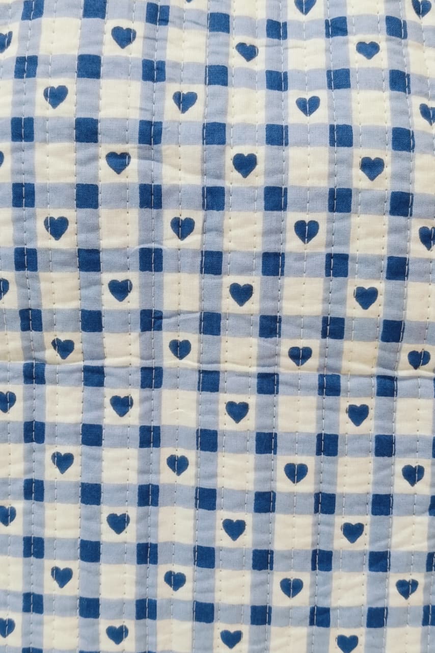 Handblock Printed Quilted Tote Bag without zip/button 17x18x 6 inches