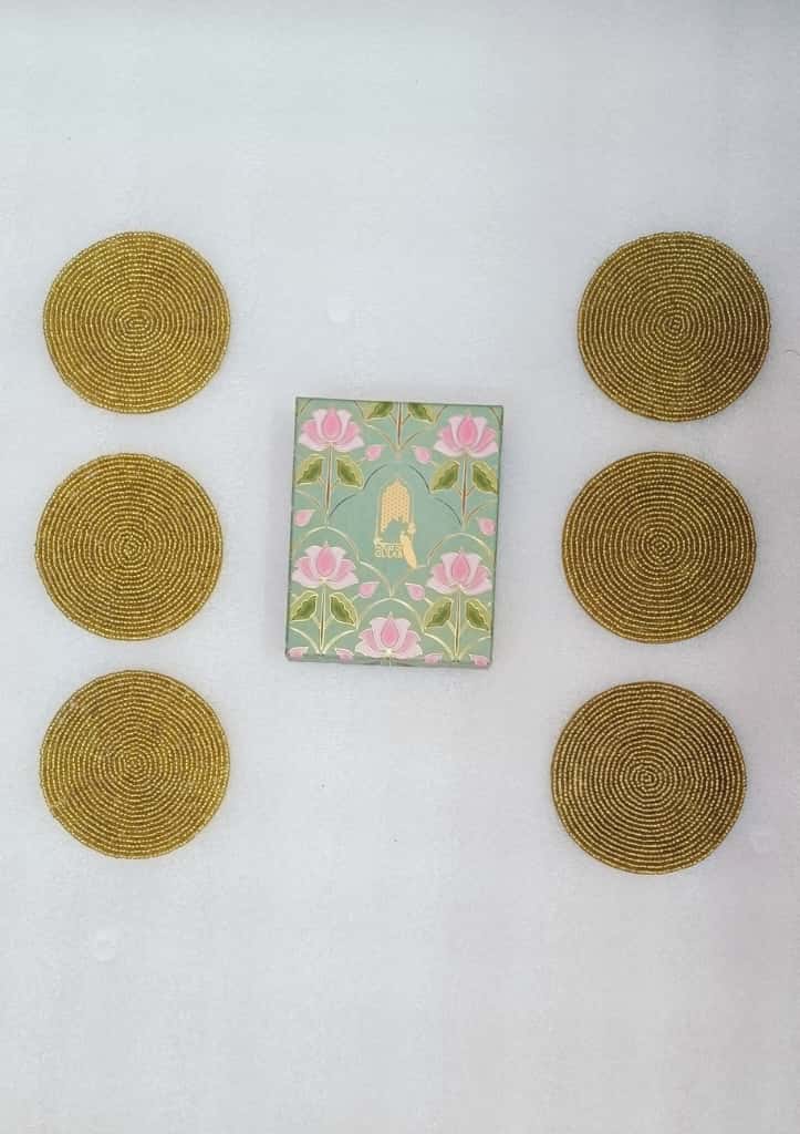 Diwali Gift Box – Set of 6 Handcrafted Beaded Coasters