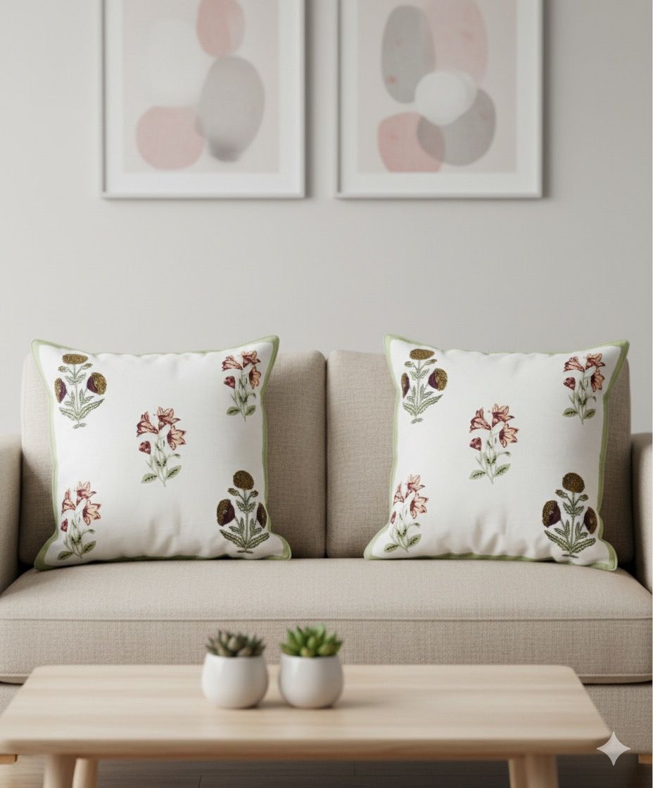 Set of 2 Cotton Cushion Covers