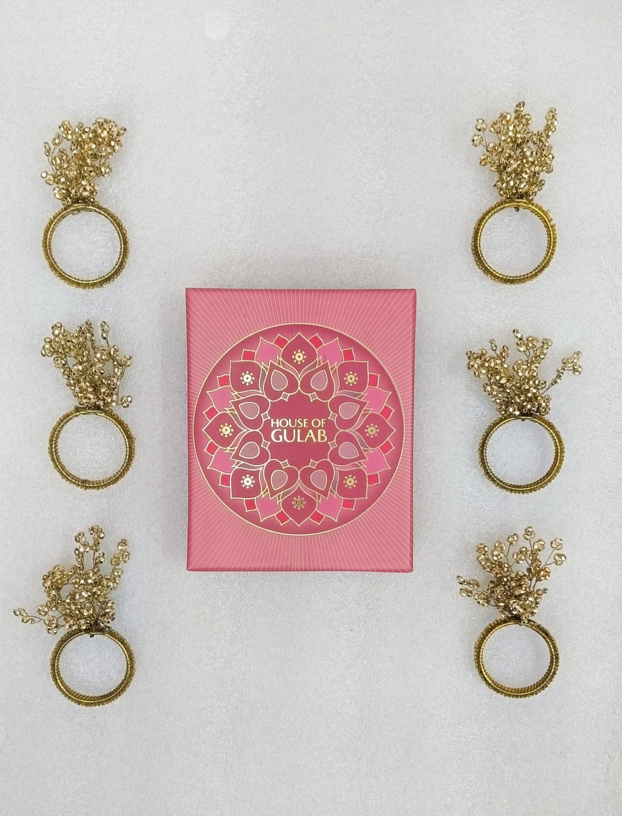 Handcrafted Fancy Beaded Napkin Ring Set of 6 – Perfect for Dining & Parties
