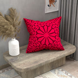 Handmade cotton applique work cushion cover - 16 X16 Inches