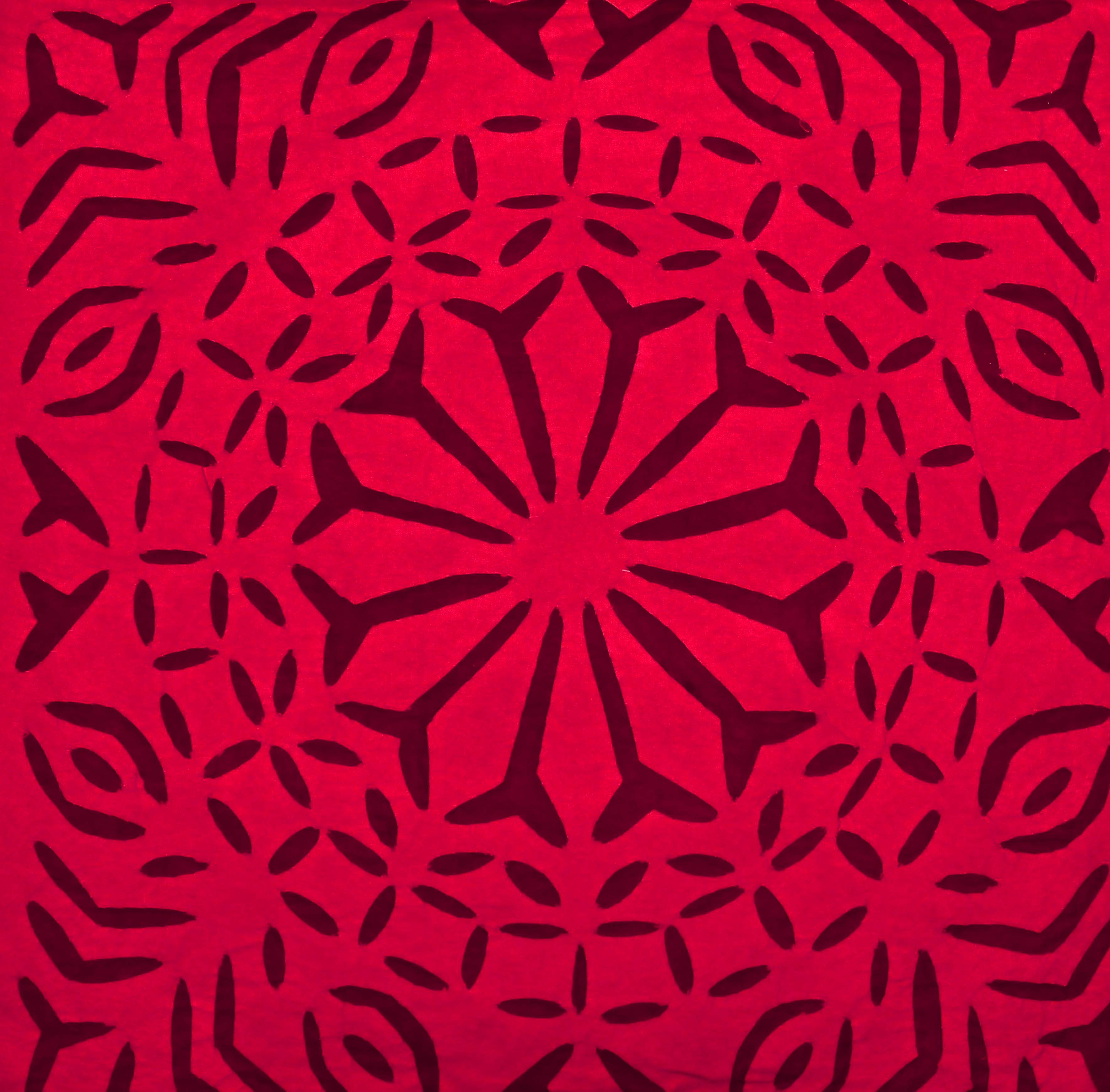 Handmade cotton applique work cushion cover - 16 X16 Inches