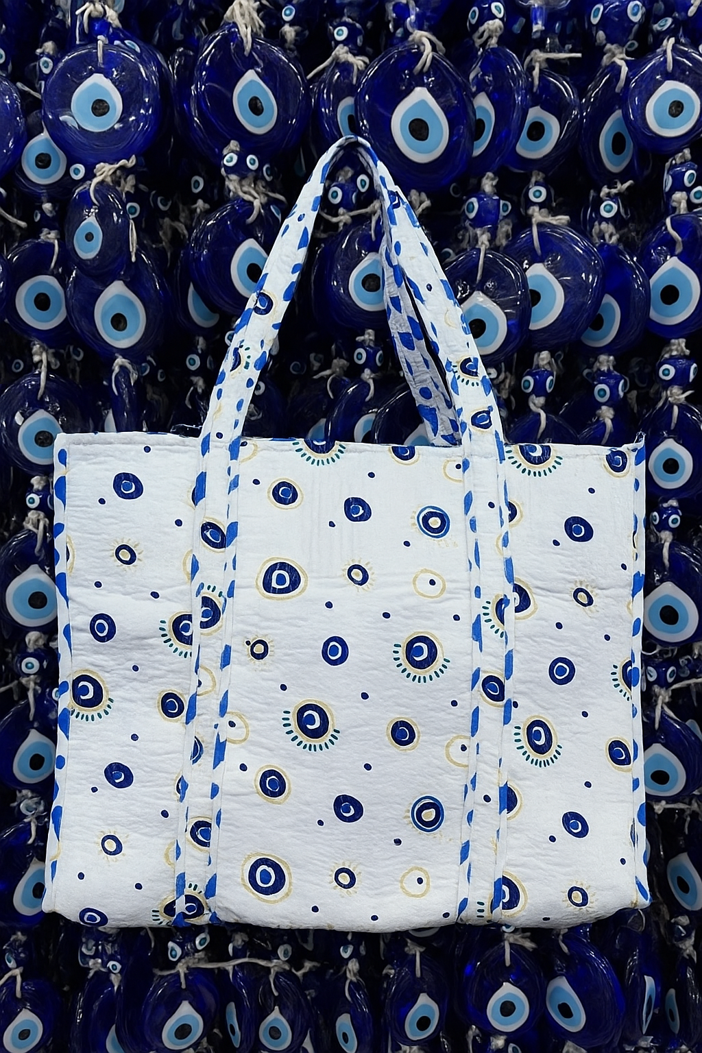 Handblock Printed Quilted Tote Bag without zip/button 17x18x 6 inches