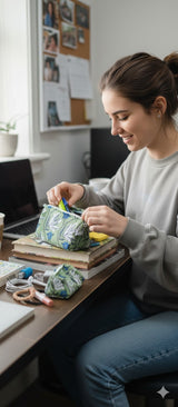 Set of 3 cosmetic bag/pouches with waterproof lining