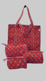 Cotton Tote Bag with Zip & Pouch Combo