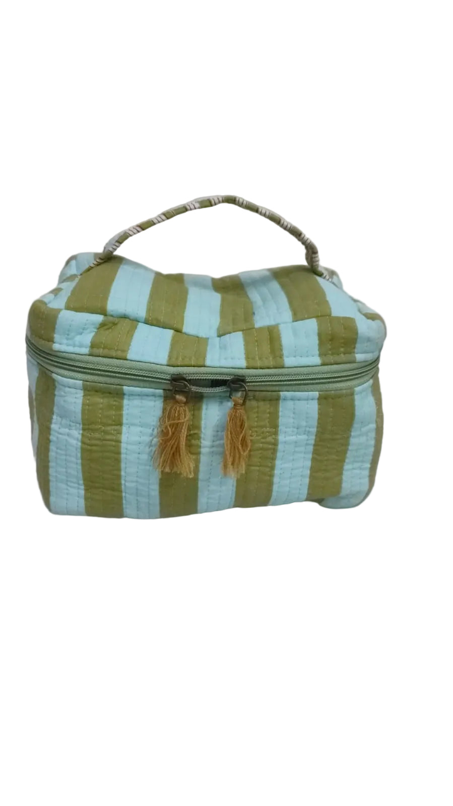 Handcrafted Quilted Makeup Organizer Bag | Cosmetic & Travel Vanity Case - 9x6.5x6.2 inches