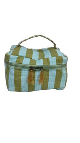 Handcrafted Quilted Makeup Organizer Bag | Cosmetic & Travel Vanity Case - 9x6.5x6.2 inches